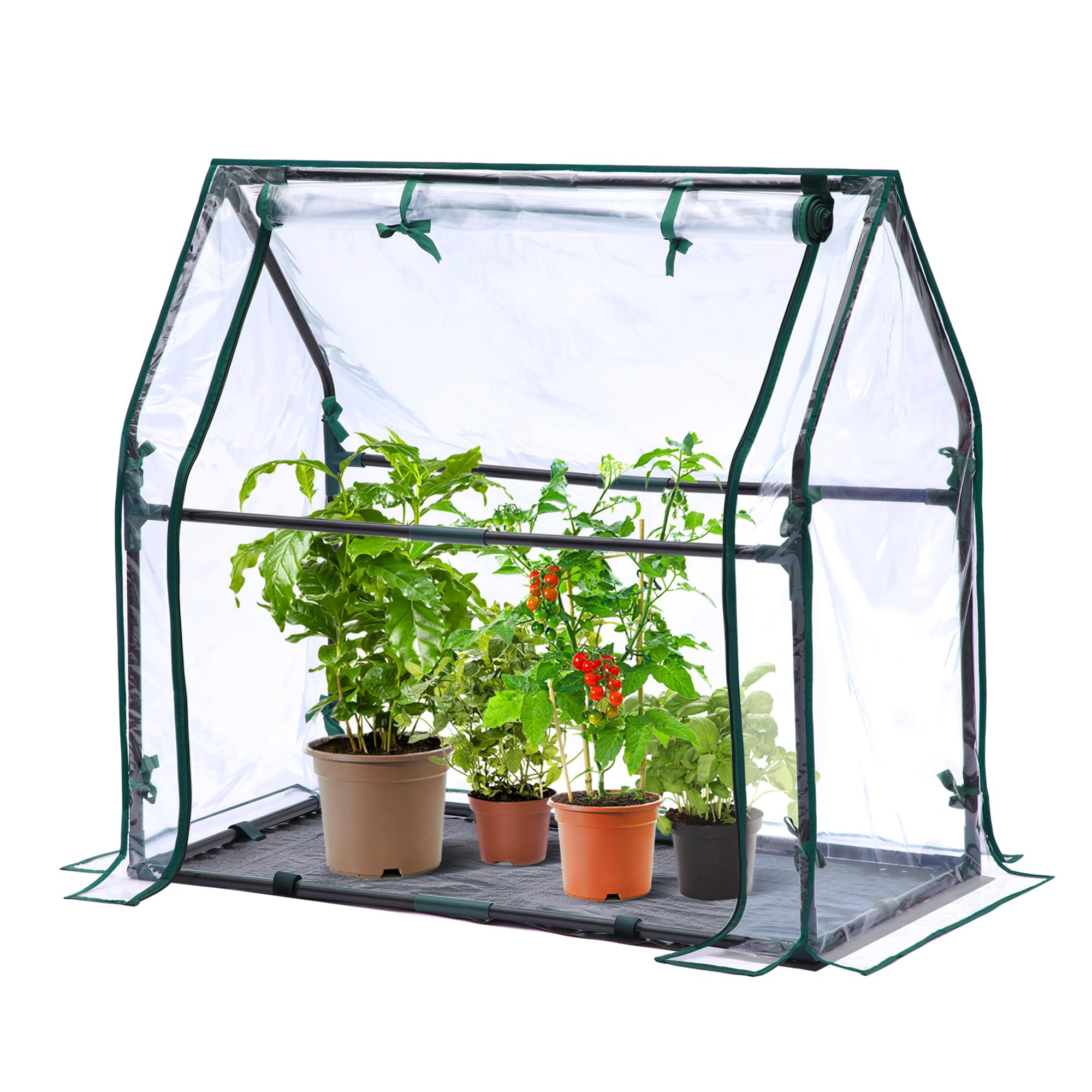 Ohuhu Mini Greenhouse 36x18x33 Inch, Indoor Outdoor with Waterproof Pad | Green 