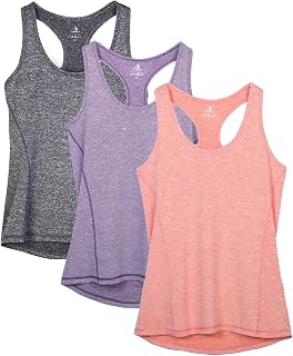 icyzone Women's Tank Top Sports Running Racerback Top Sleeveless Fitness Gym Shirt, Pack of 3
