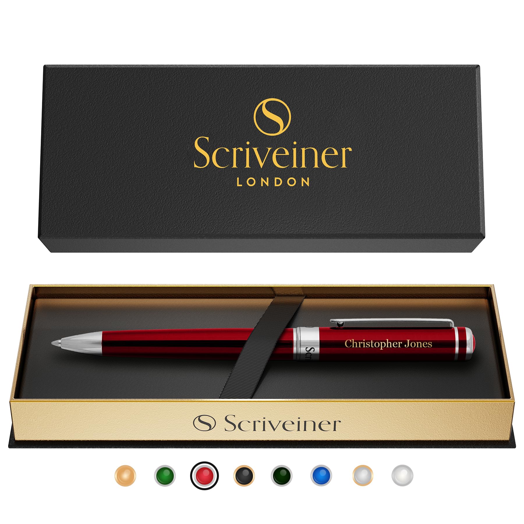 Scriveiner Personalised Pen Deep Crimson Red - Stunning Red Lacquer Luxury Pen w