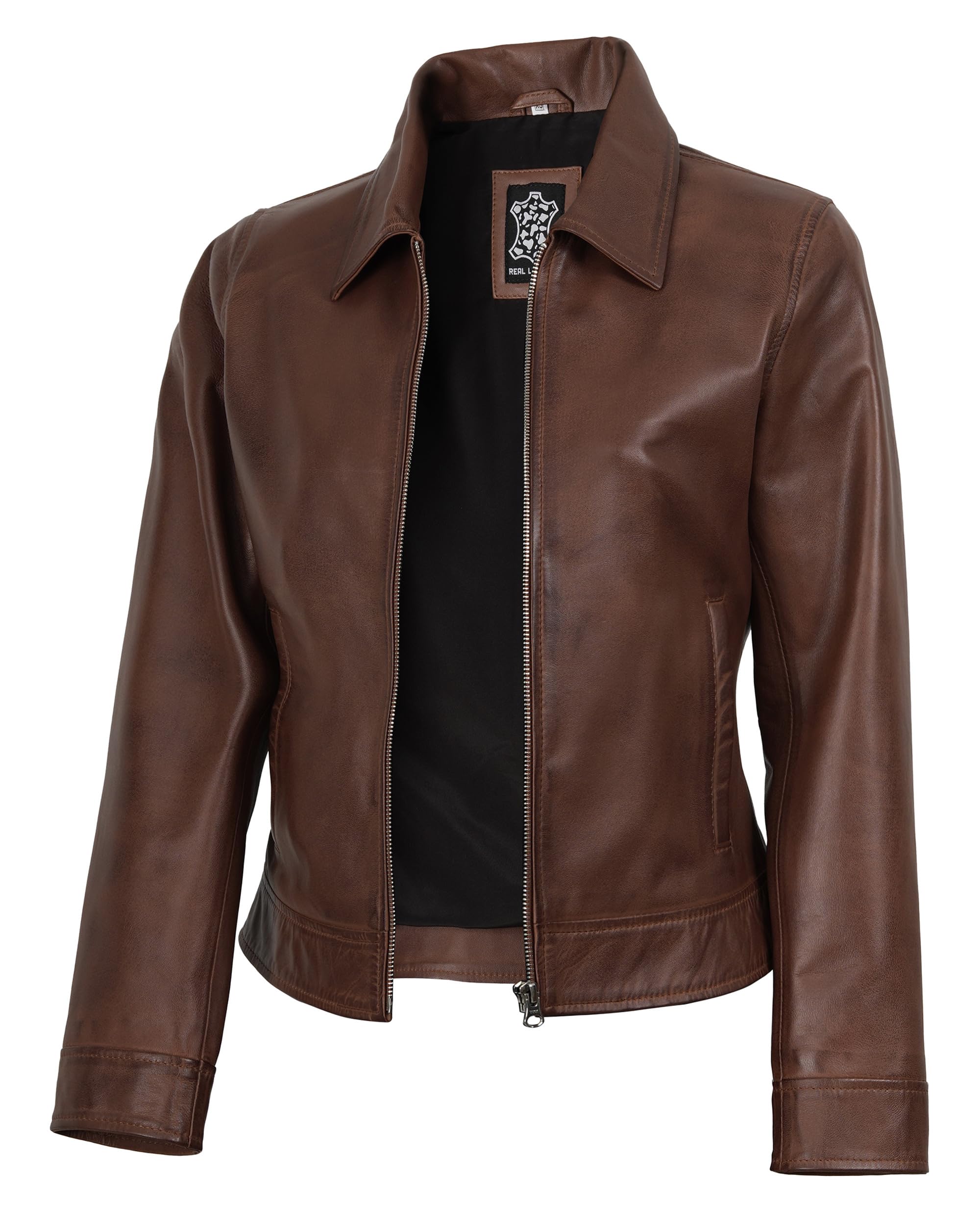 Women's Real Lambskin Leather Vintage Style Jacket for Women