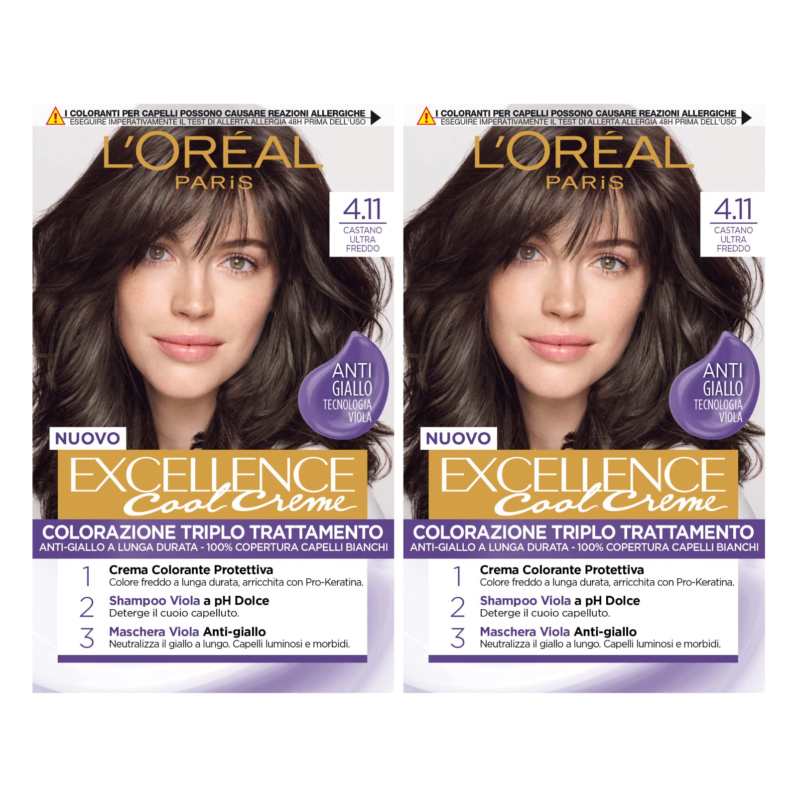 2 x L'Oréal Paris Excellence Cool Cream Permanent Hair Colour Triple Treatment T