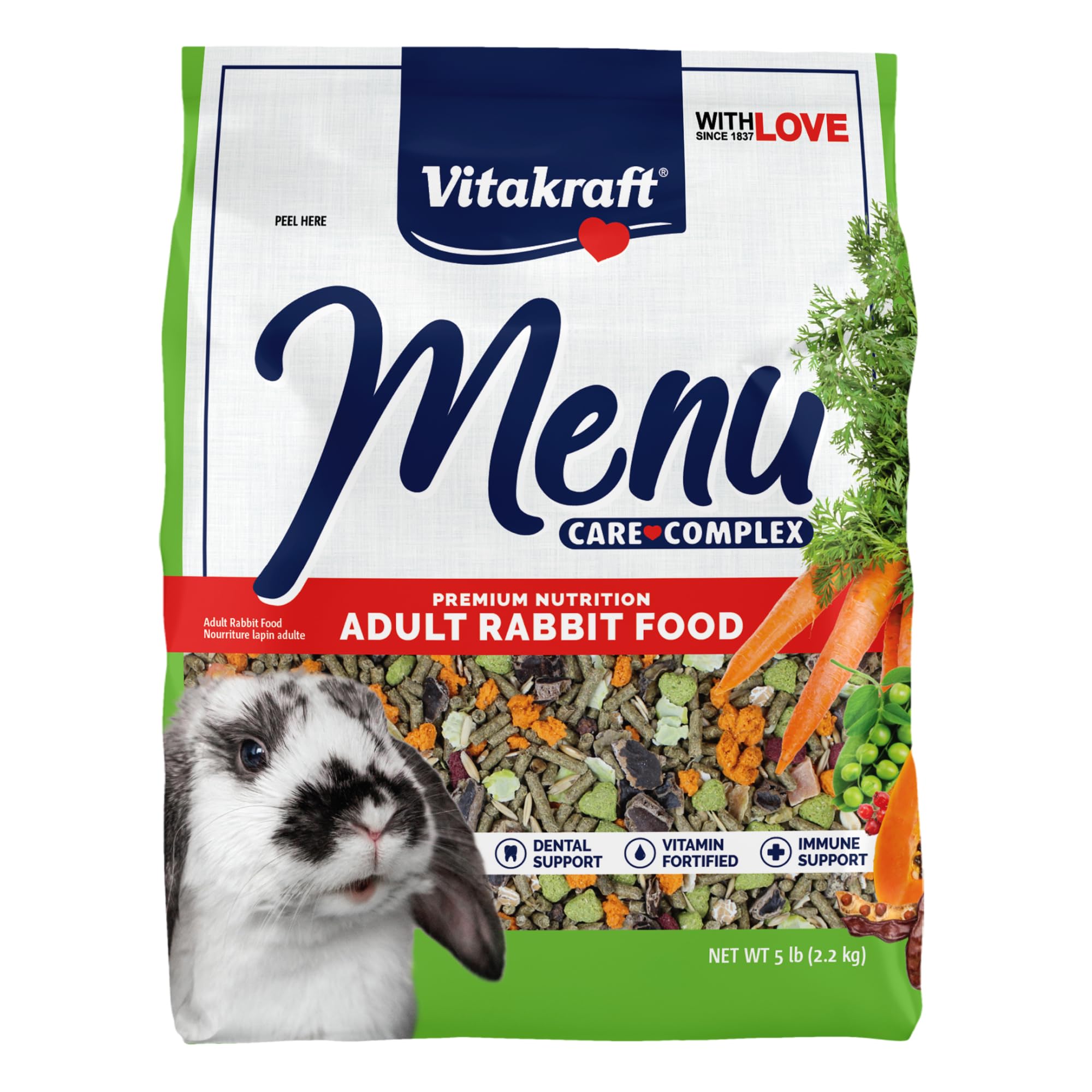 Vitakraft Menu Rabbit Food 5 lb. | Nutrient-Rich Pellet Blend, Fiber-Focused For