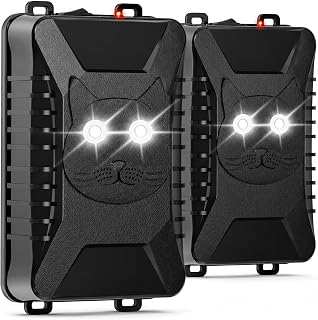 Ultrasonic Rodent Repellent for Car Engines with Strobe Light - 2 Pack Battery Powered Rat Repellent for Car Under Hood Mouse Deterrent, Keep Rats Mice from Automobile,Truck,Garage,Attic,Shed,Barn