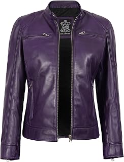 Cafe Racer Leather Jacket Women - Real Lambskin Casual Womens Leather Jacket