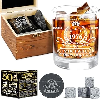 50th Birthday Gifts for Men,Vintage 1976 Whiskey Glass Set