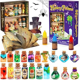 Mystery Potions Potion Making Kit for Children with 20-Bottle & Recipe Book | Witch & Wizard Potion Bottles with Display Box, Magic Craft Activity Set for Ages 6-12, Birthday Gift for Girls & Boys