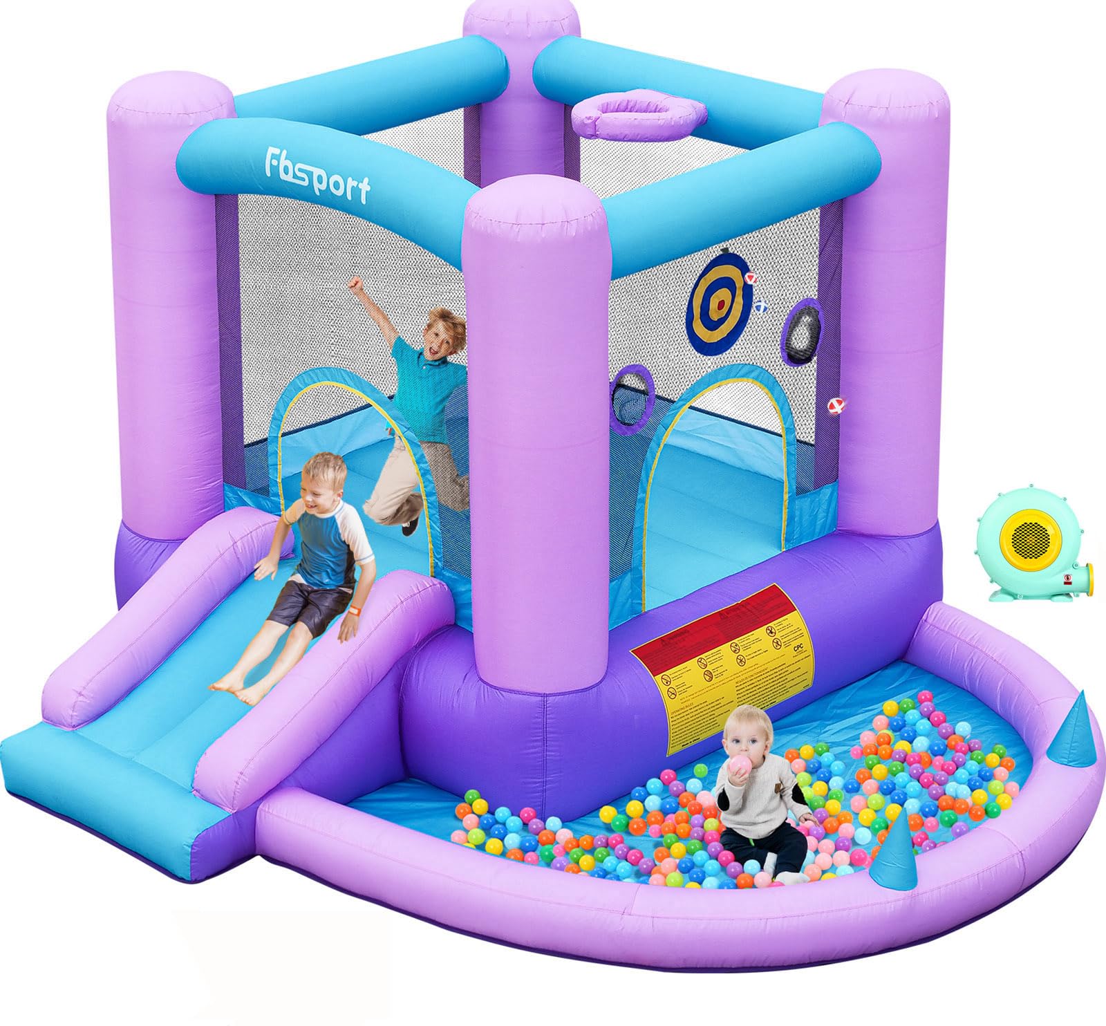 FBSPORT Inflatable Bounce House, Kids Bounce Castle Slide with Blower | for Indo