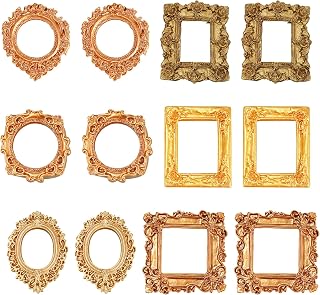 Mini Gold Picture Frames, Mini Picture Frames, Vintage Resin Frames for DIY Crafts and Home Decor (Gold)