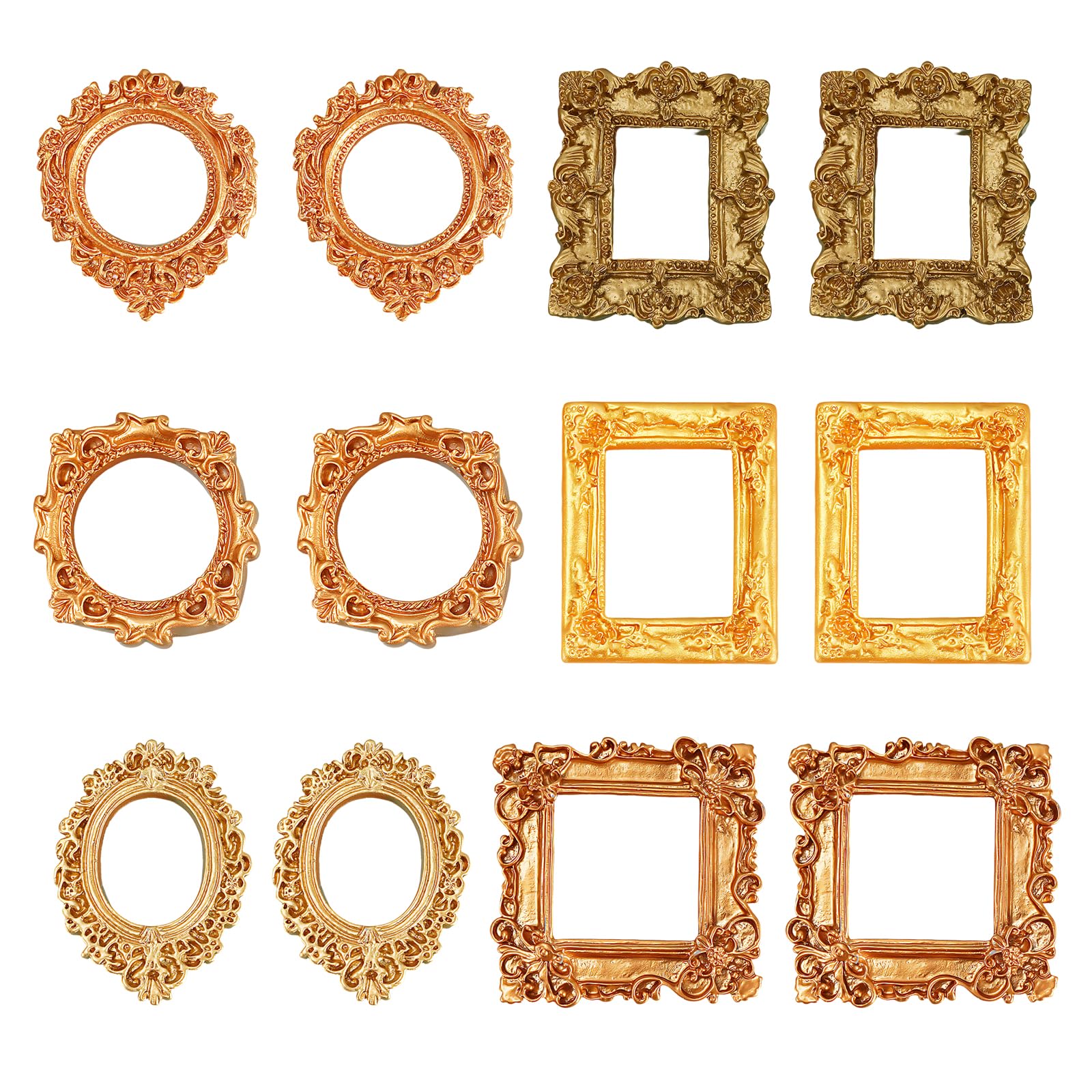 Mini Gold Picture Frames, Mini Picture Frames, Vintage Resin Frames for DIY Craf