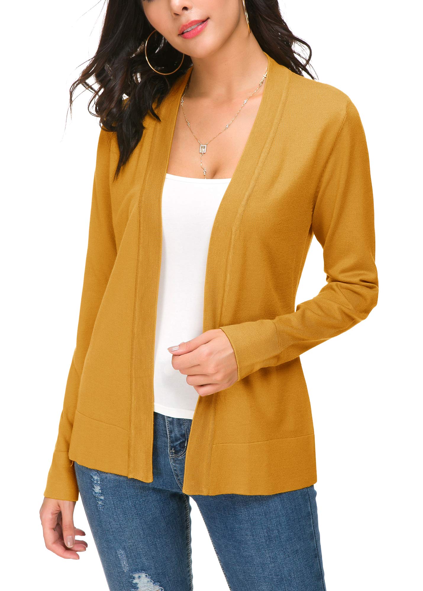 EXCHIC Women's Casual Long Sleeves V-Neck Open Front Knit Cardigan