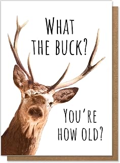Funny Birthday Card for Men, What the Buck You're How Old, Hunter Birthday Card for Husband, Dad, Brother or Boyfriend, Funny Outdoorsman Deer Hunting Birthday Card