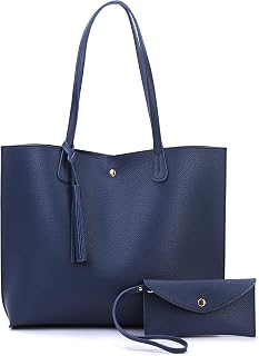 Hoxis Minimalist Clean Cut Pebbled Faux Leather Tote Womens Shoulder Handbag