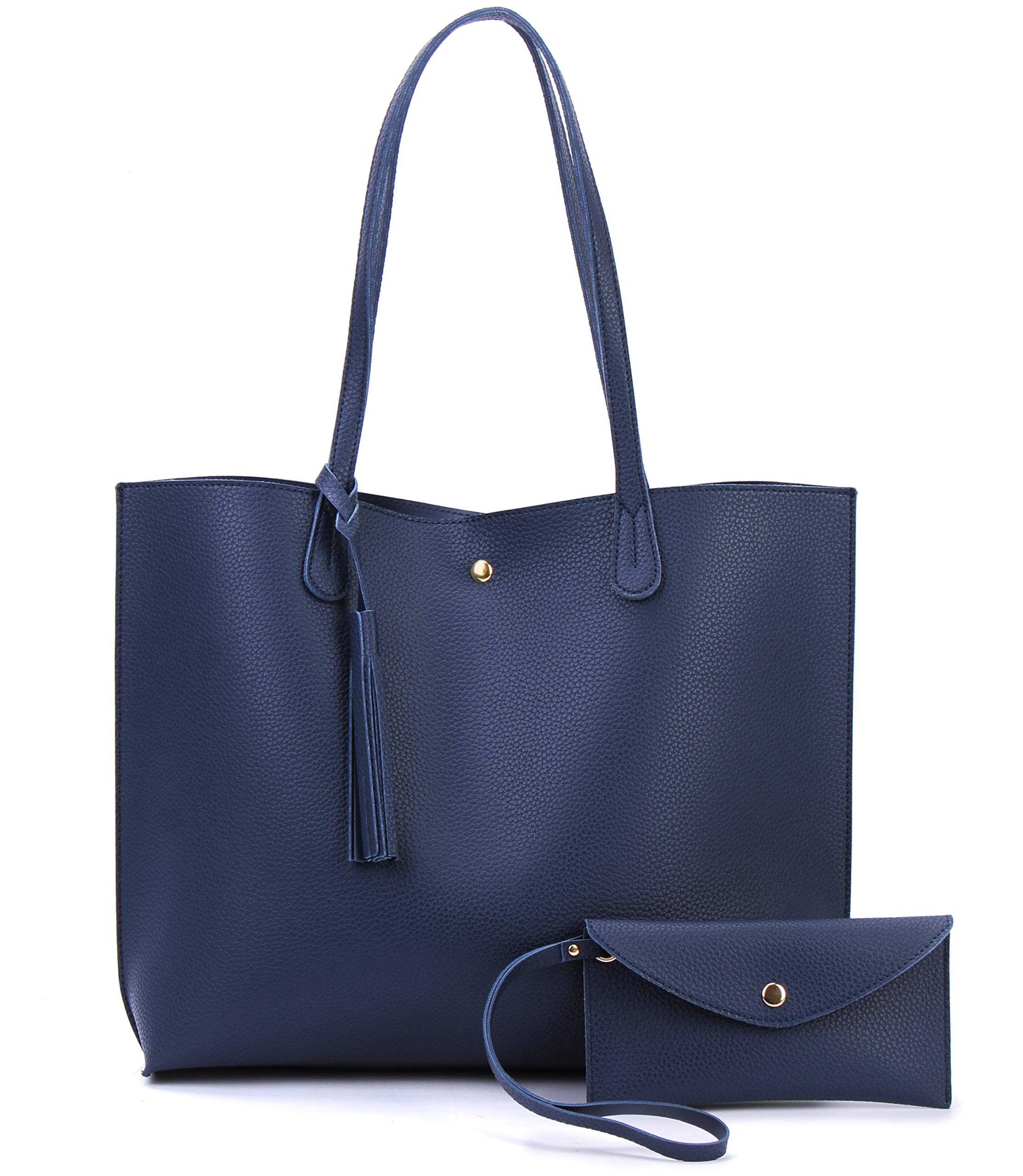 Hoxis Minimalist Clean Cut Pebbled Faux Leather Tote Womens Shoulder Handbag