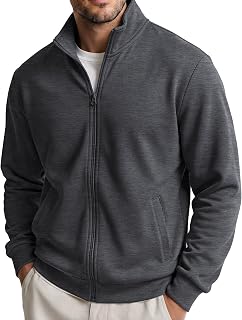 COOFANDY Mens Zip Up Sweatshirt Lightweight Fleece Jacket Casual Sweaters