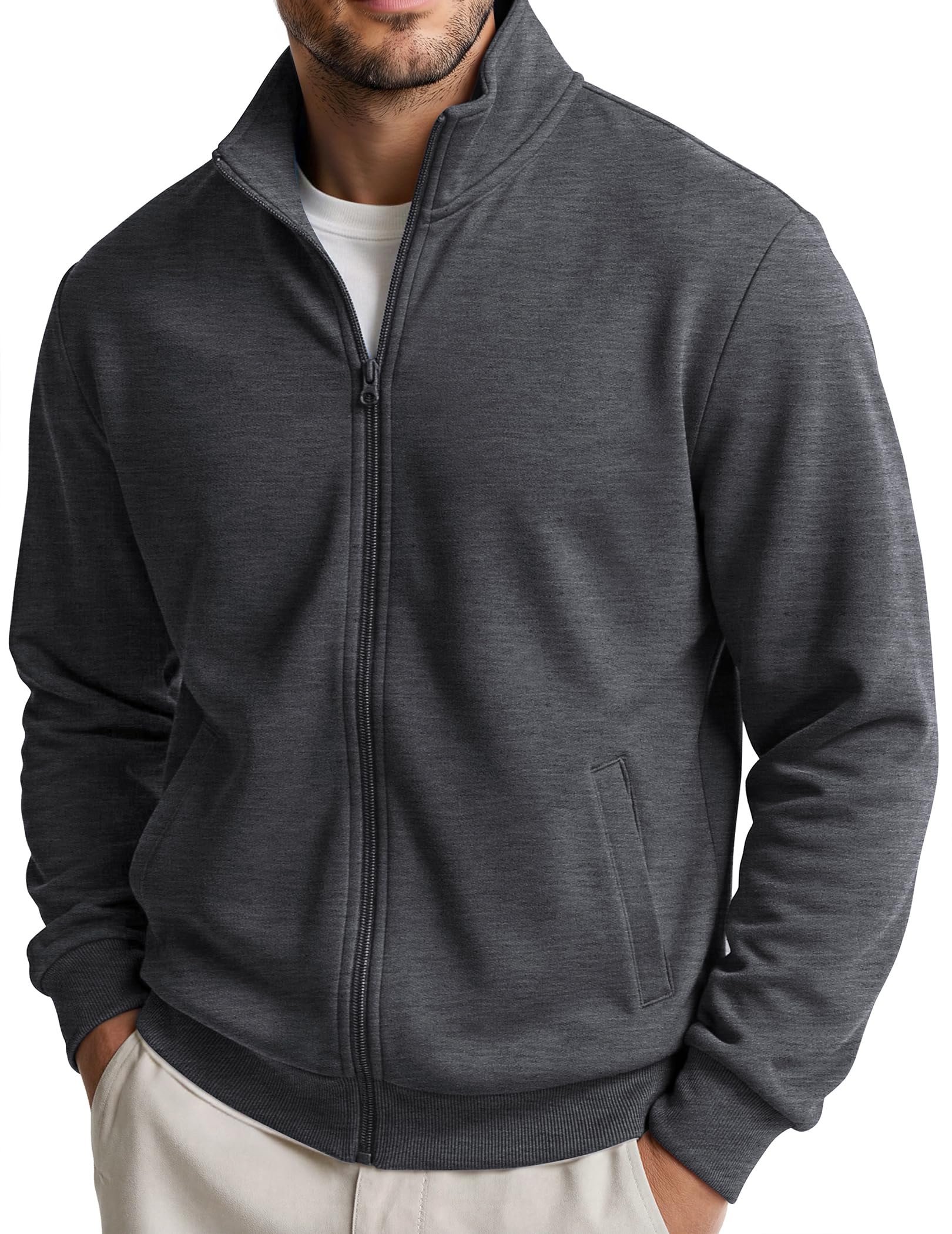 COOFANDY Mens Zip Up Sweatshirt Lightweight Fleece Jacket Casual Sweaters