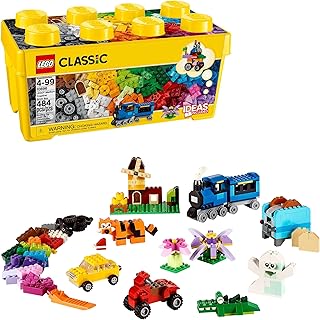 LEGO Classic Medium Creative Brick Box 10696 | Building Toys for Boys & Girls, Ages 4-99, Develops Fine Motor Skills, W/ Storage Bin, 484 Pieces, Gift for Birthdays