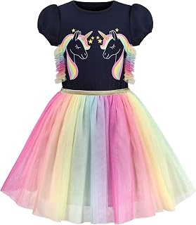 Sunny Fashion Robe Fille Multicolore Tulle Manches Courtes 4-10 Ans
