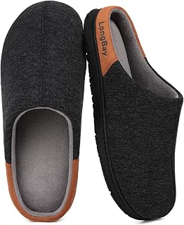 LongBay Men's Warm Winter Slippers with Memory Foam and Sherpa Lining