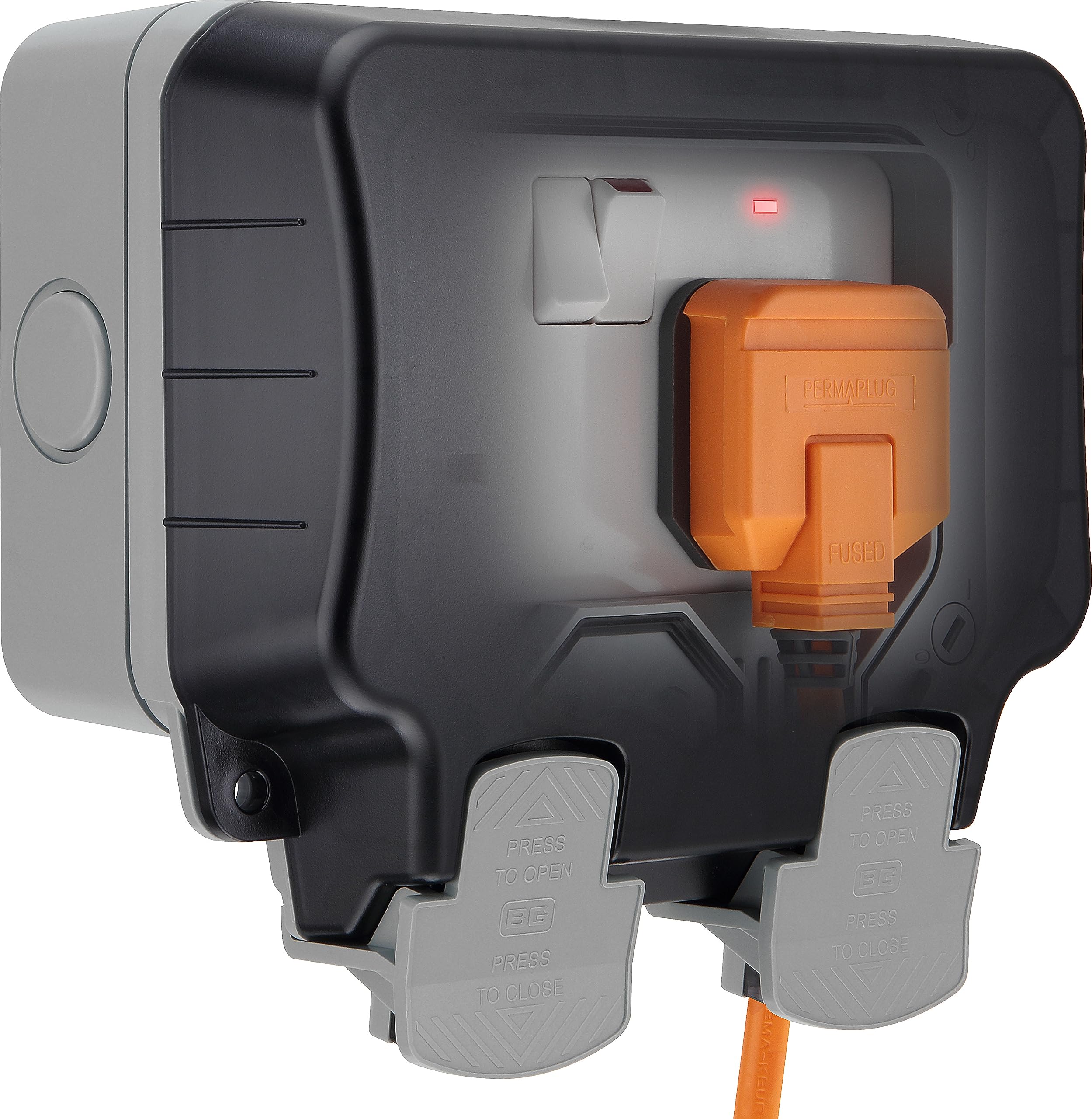 BG Electrical Outdoor Double Switched Power Wall Plug Socket, Weatherproof, Nexu