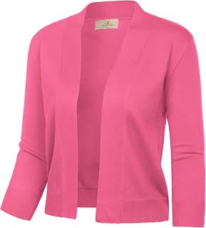 GRACE KARIN Women Cardigan Sweaters Lightweight Knit Cropped Cardigans Trendy 3/4 Sleeve Shrug Bolero S-3XL