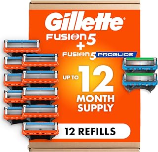 Gillette Fusion5 and ProGlide Men's Razor Blade Refills, 5-Blade Cartridges, Variety Pack, 12 Count