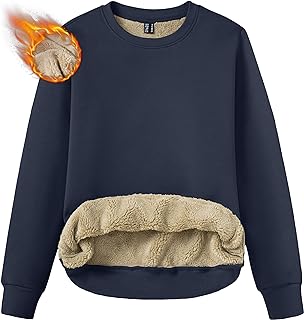 TACVASEN Women's Fleece Lined Sweatshirt Crewneck Winter Sherpa Pullover