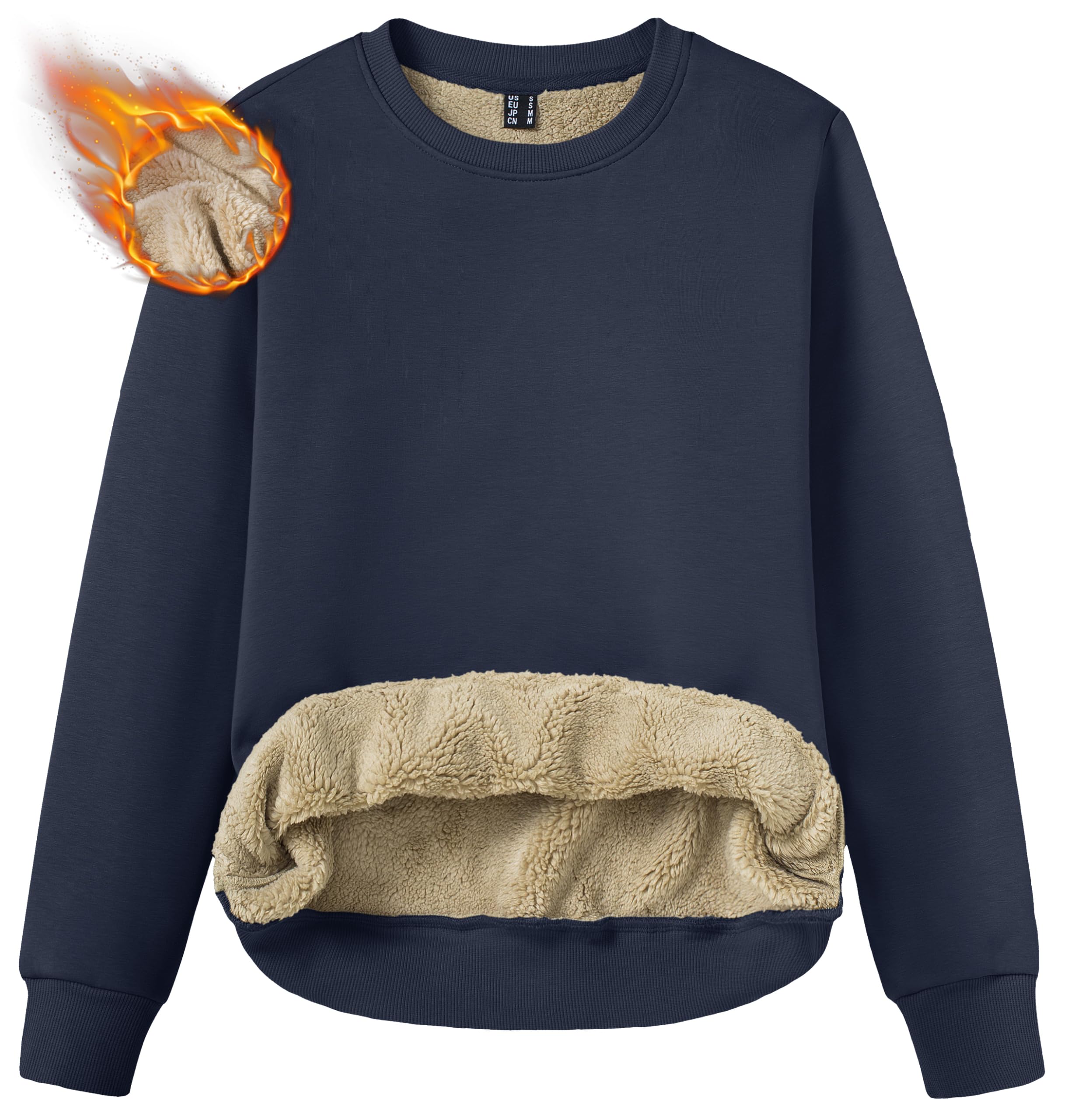 TACVASEN Women's Fleece Lined Sweatshirt Crewneck Winter Sherpa Pullover