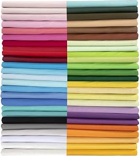 Aubliss 50pcs 100% Cotton Fabric Bundle 10" x 10" PreCut Fat Squares Sheets | Printed Floral Sewing Supplies for Patchwork Sewing DIY Crafting Quilting Fabric (50PCS 10"x10", Solid)