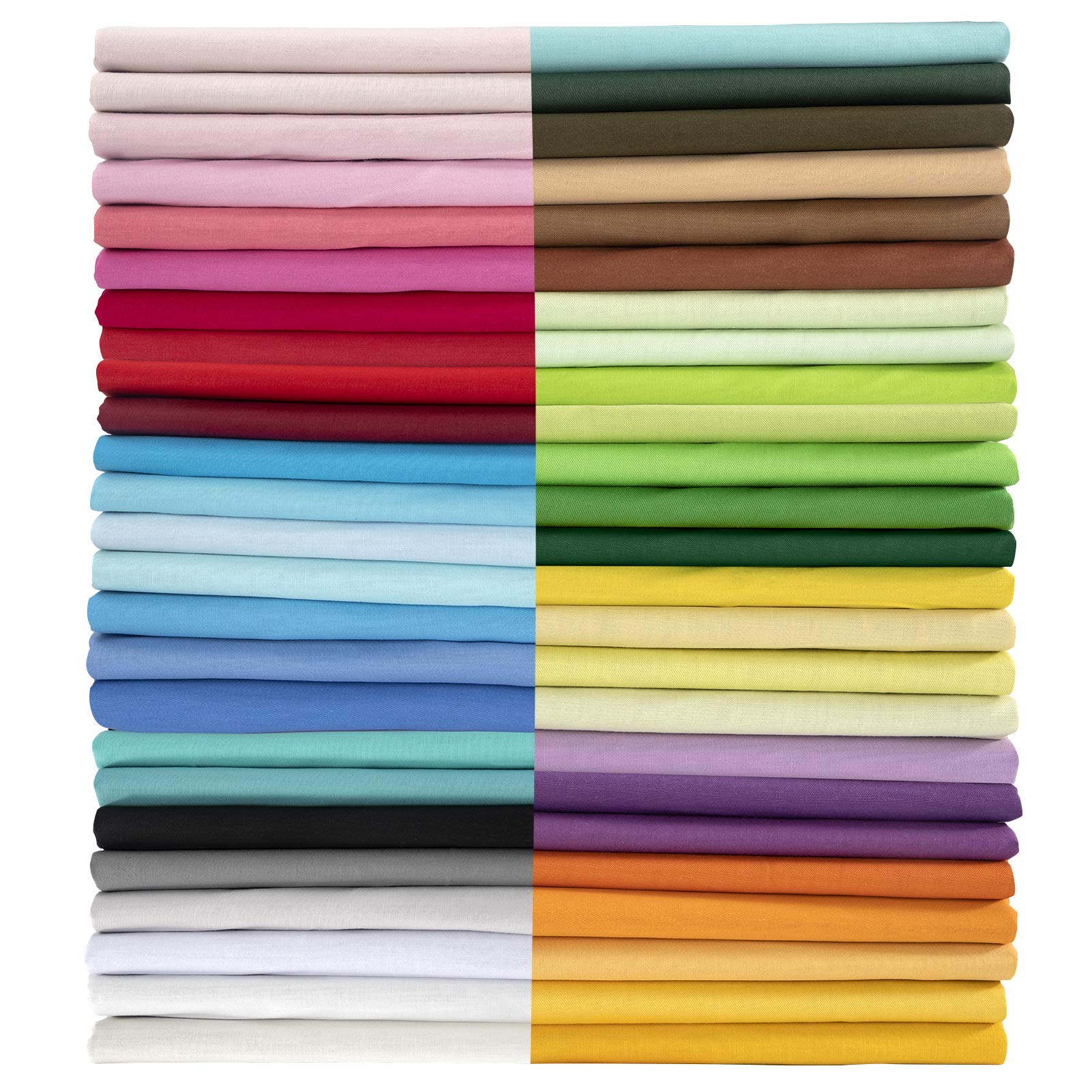 Aubliss 50pcs 100% Cotton Fabric Bundle 10" x 10" PreCut Fat Squares Sheets | Pr