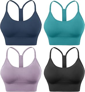 Evercute Sports Bra Women Padded Medium Support Criss Cross Straps Seamless High Impact Yoga Training Sports Bras