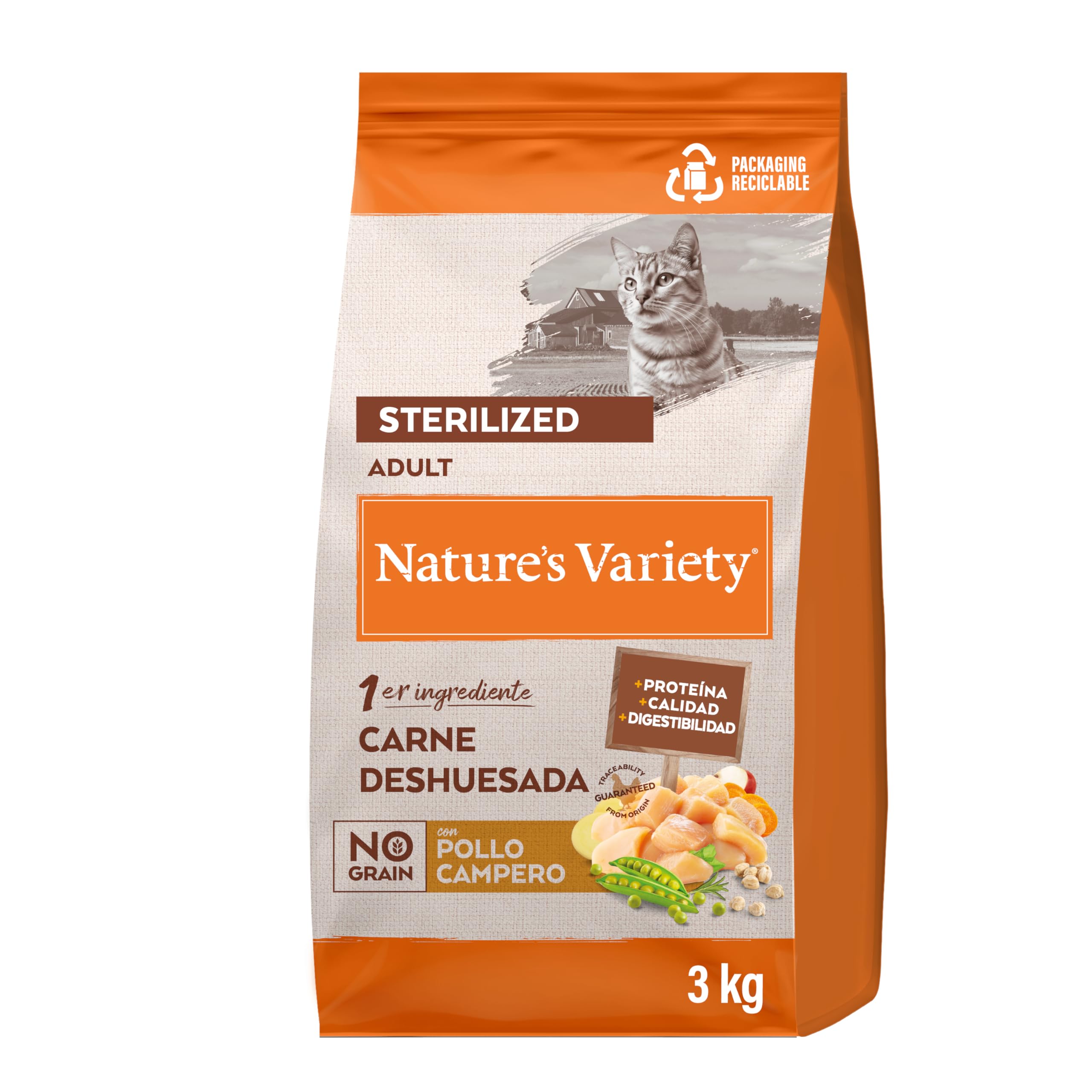 Nature's Variety No Grain Sterilized Cat Food with Chicken - 3 kg