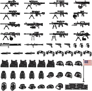 MaozyHomie 83 Pcs Toy Soldiers Figures US Army Battle Toy Set - Weapons Pack Military Weapon Battle Building Blocks Compatible with Major Brand, 3 Years Old and up