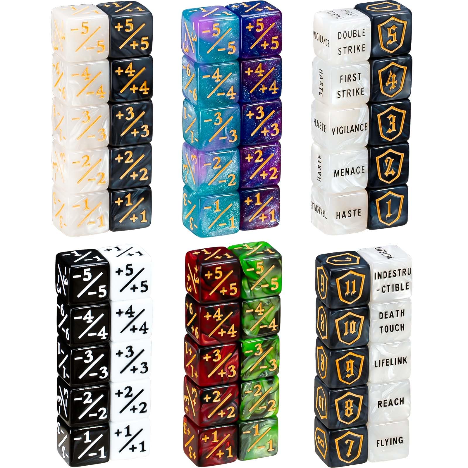 Tinzum 60 PCS MTG Dice Set with Life Counter, Keyword Counter, Shield Token | Ea