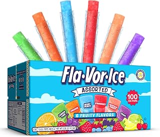 Fla-Vor-Ice Popsicle Variety Pack, Ice Pops, Assorted Flavors, 100 Count | 1.5 oz Freezer Bars, Freeze and Eat Popsicles, Frozen Snacks Dessert Bars for Kids and Adults, Real Fruit Juice