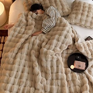 Fluffy Blanket, Single Blanket, Rabbit Fur Style, Round Blanket, 2 Pieces