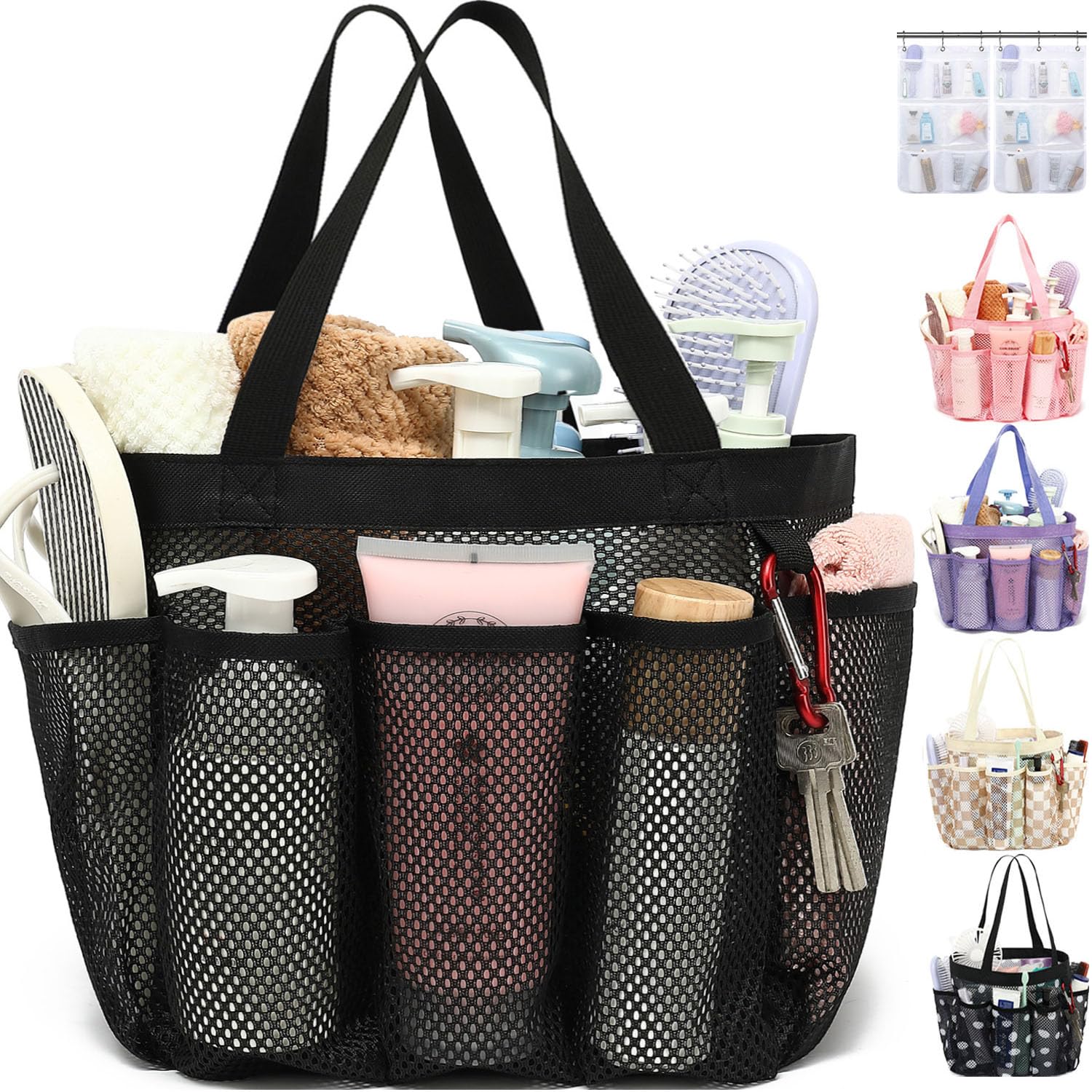 Fammart Mesh Shower Caddy Portable, Shower Bag College Dorm Room Essentials | 2-