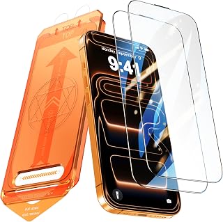 Compatible iPhone 17 Pro Max Glass Film, Set of 2, Integrated Guide Frame, Self-Adhesion, Protective Film for iPhone 17 Pro Max, Ultra Clear Image Quality, High Gloss, 9H Hardness, for
