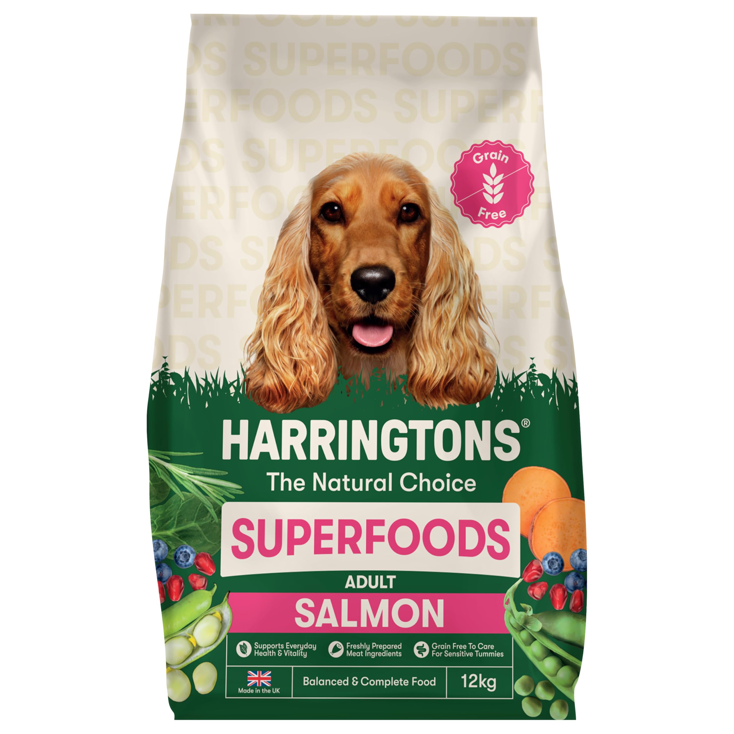 Harringtons Superfoods Complete Grain Free Dry Adult Dog Food Salmon with Veg 12