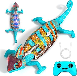 ADUSRIZ Wall Climbing Gecko, Rechargeable Rc Robot Toys with LED Eyes, Wall Crawler Robot Geckos, Fun Kids Toys, Cool Birthday Gifts for Boys Girls Teens Ages 3 4 5 6 7 8 +