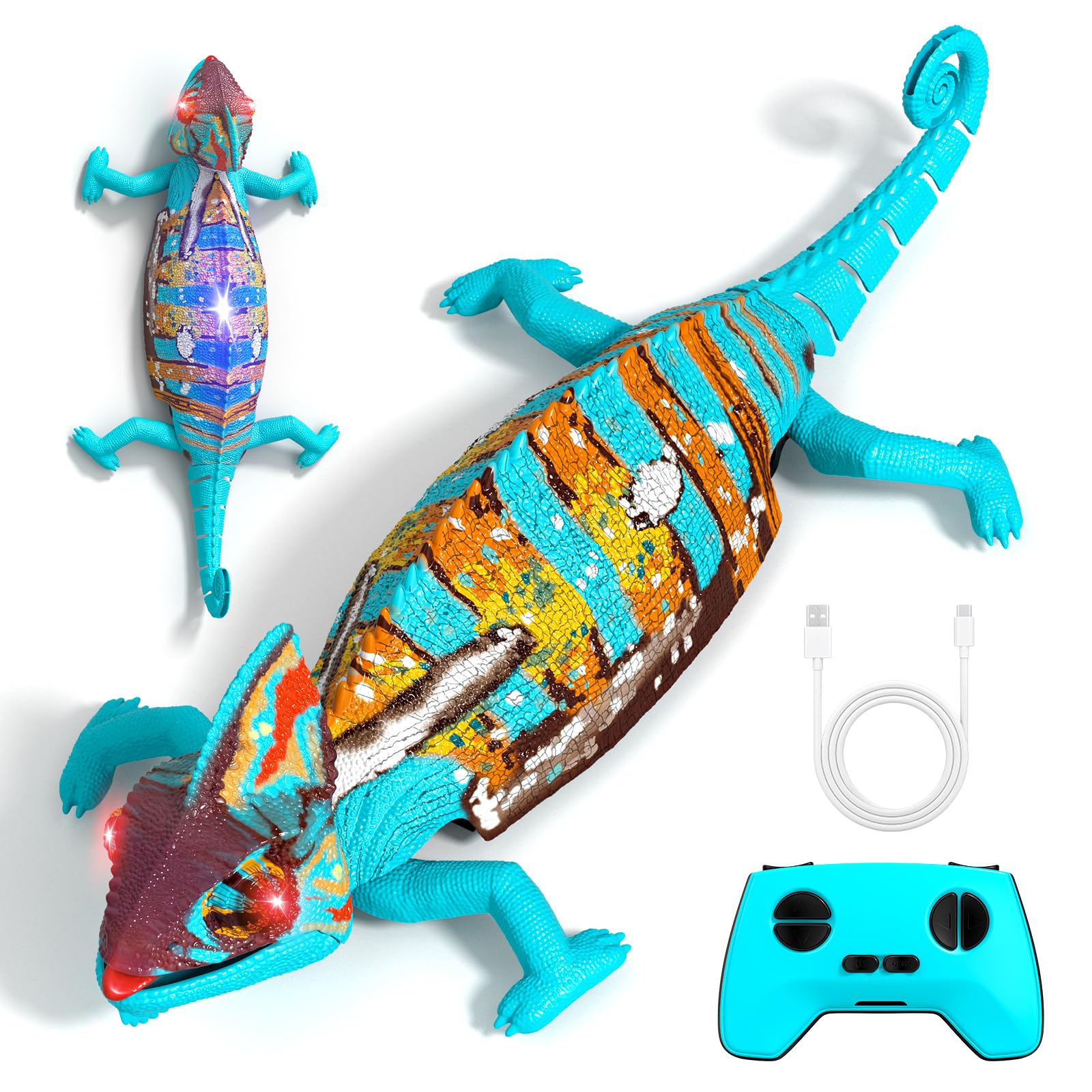 ADUSRIZ Wall Climbing Gecko, Rechargeable Rc Robot Toys with LED Eyes, Wall Craw
