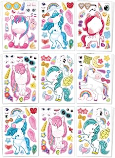 30 Unicorn Make-a-Face Sticker Sheets for Kids