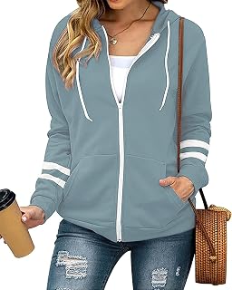Jhsnjnr Women's tracksuit jacket with hood, long sleeve with zip, fleece sports jacket, jogging jacket