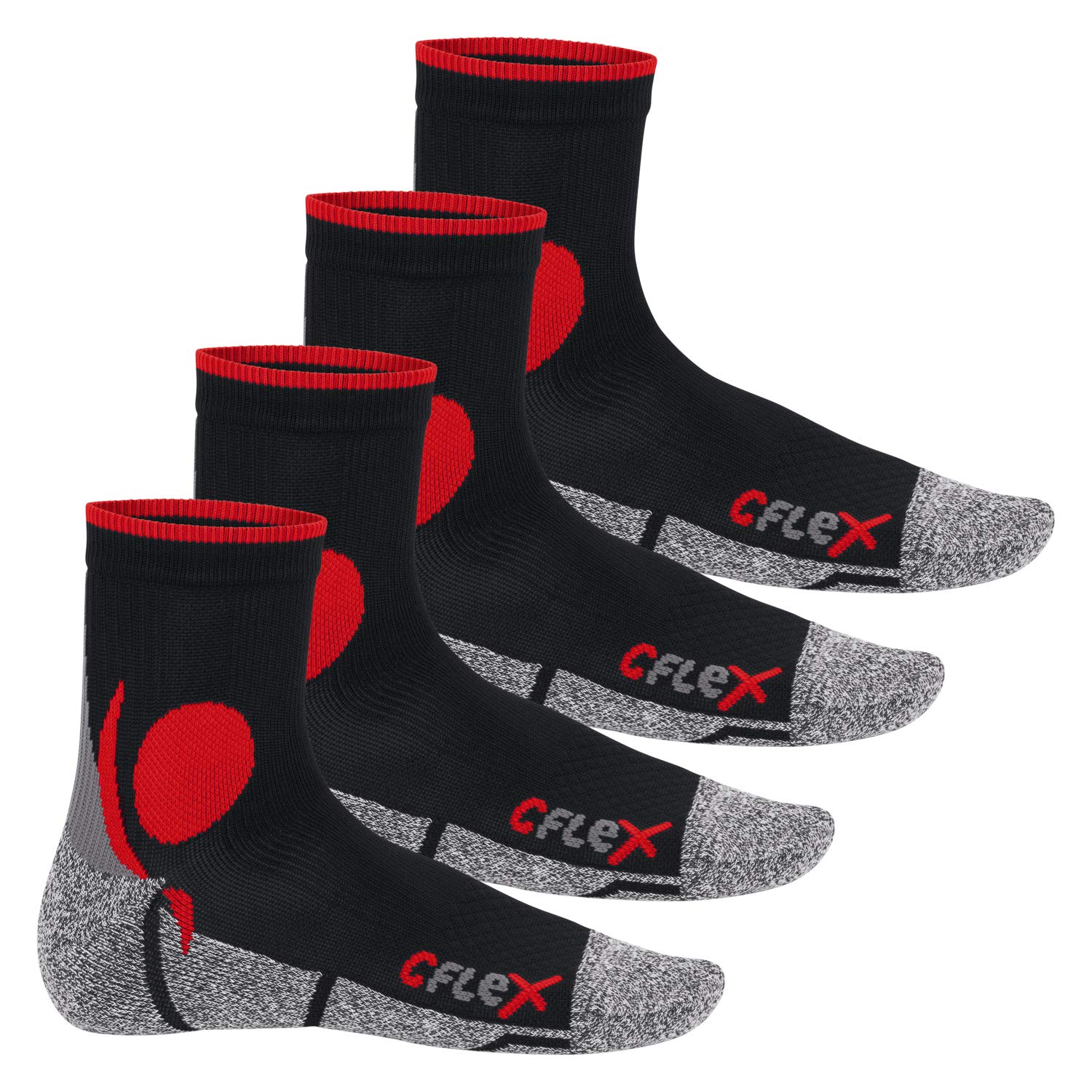 CFLEX Women's and Men's Running Functional Socks (4 Pairs) Running Socks