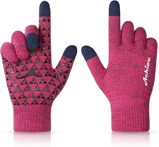 Achiou Winter Gloves for Men and Women, Touchscreen Soft Knit Gloves