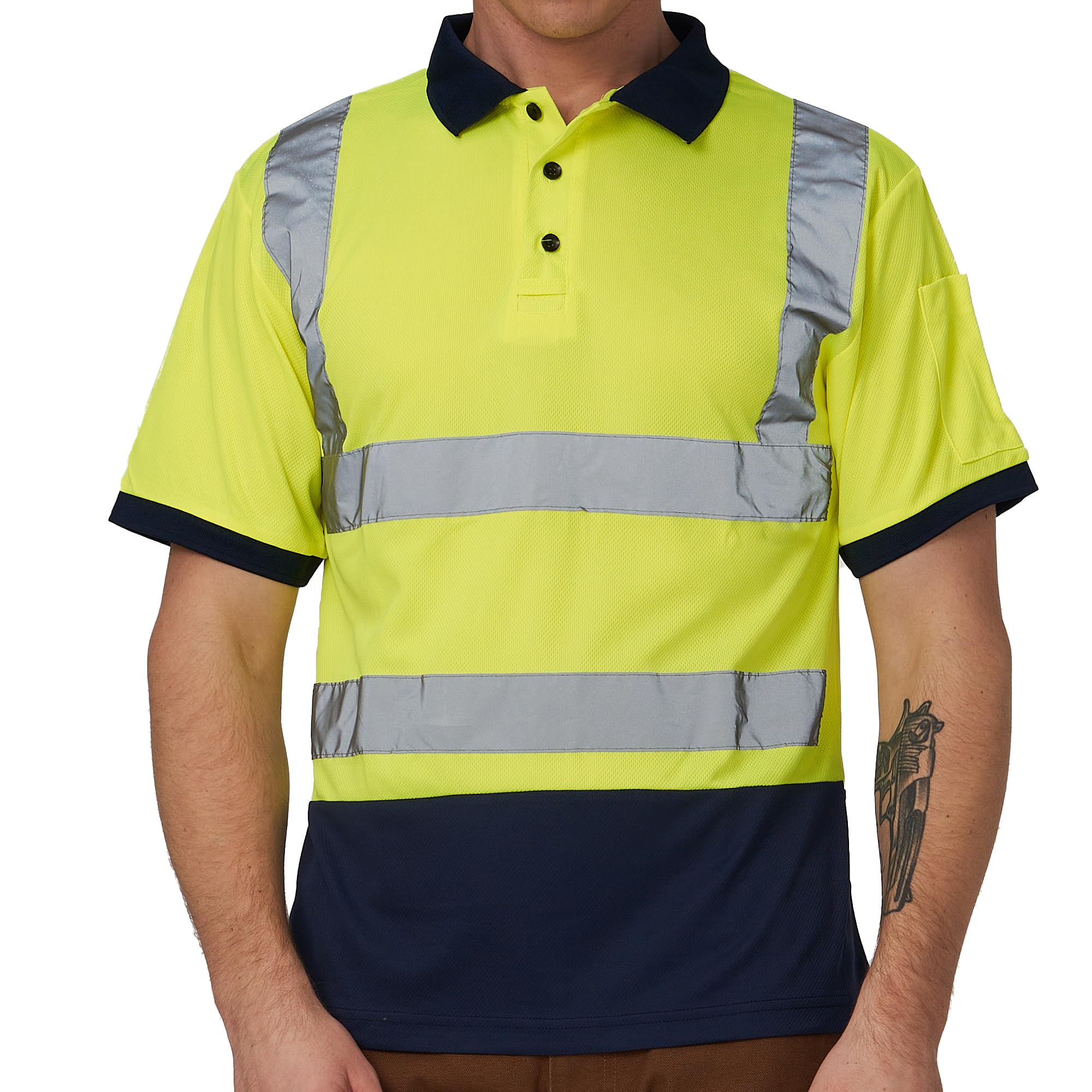 A-SAFETY Hi Vis Safety Daily Work Construction Yellow Orange Pink Blue Black Pol