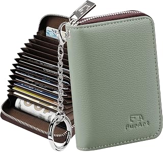FurArt Zipper Wallet Women RFID Credit Card Holder keychain Wallet