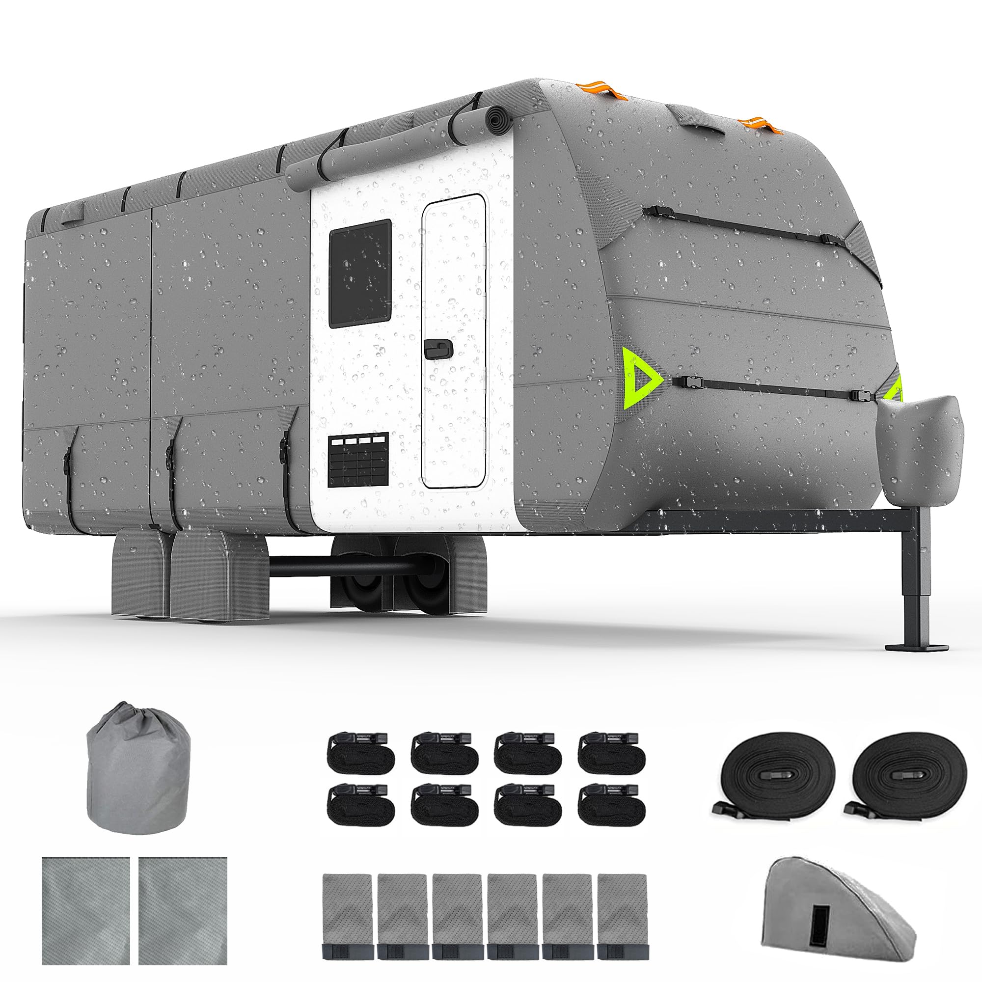 Trailer Cover, 30-33 FT Heavy Duty Travel Trailer Cover with 8 Layers Corner, Wa