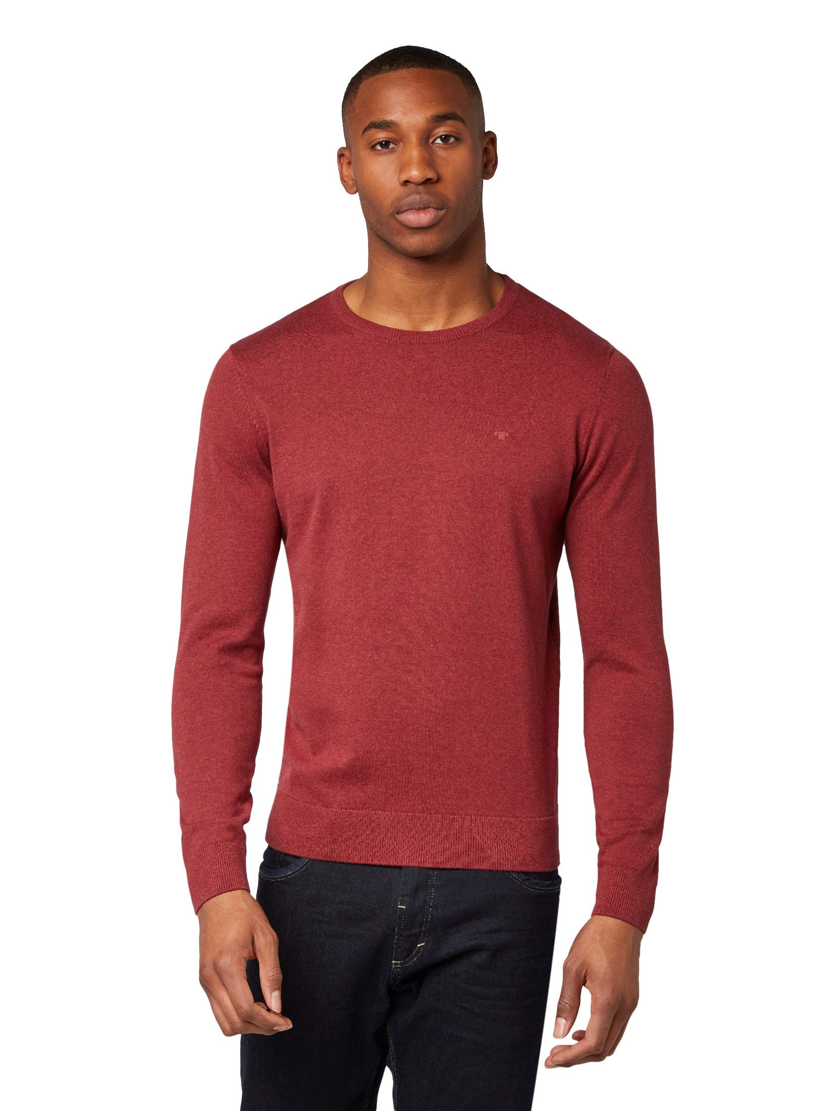 TOM TAILOR Men's Basic Plus Size Sweater with Embroidered Logo