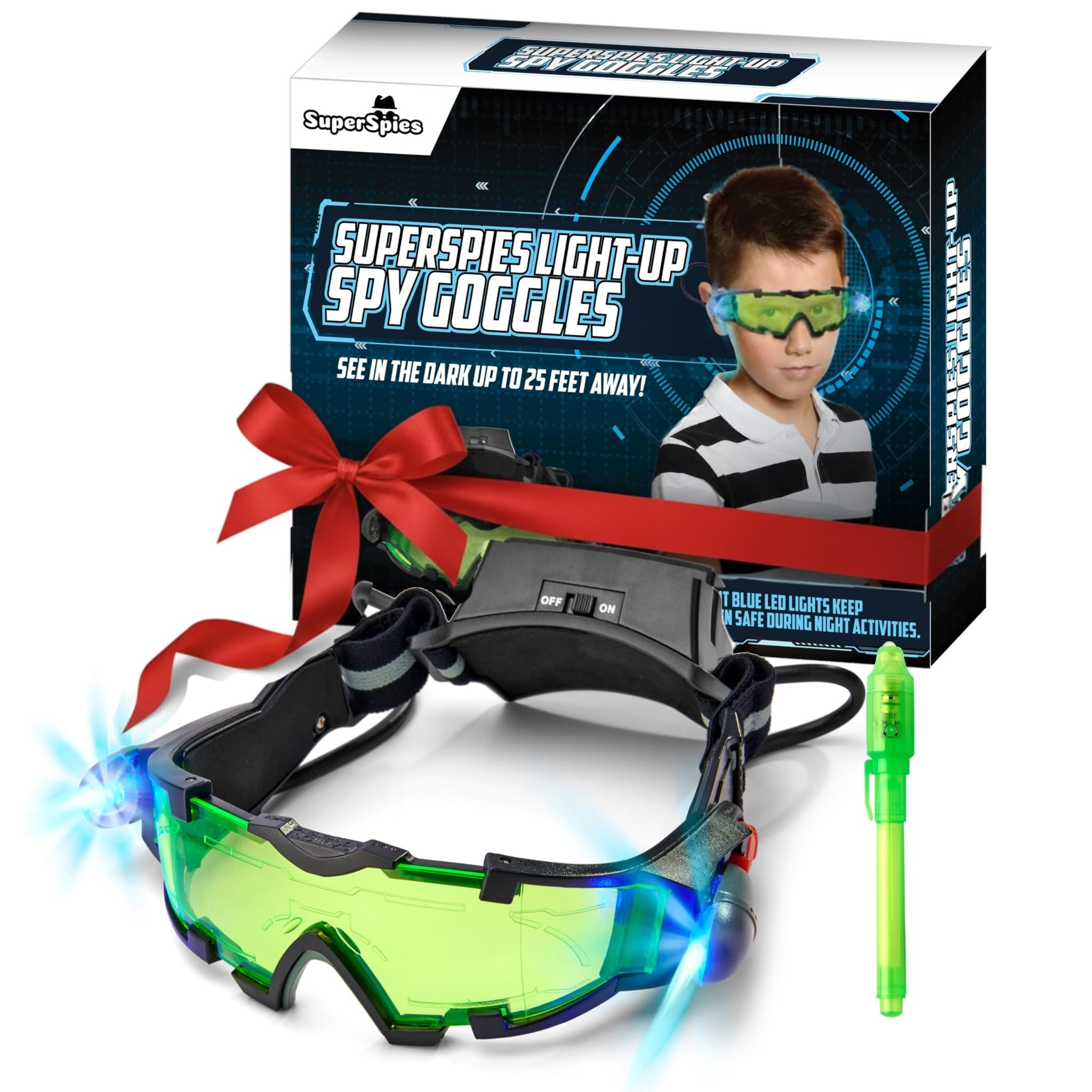 SLF Night Vision Goggles for Kids with Invisible Ink Pen Spy Gear, See in Dark, 