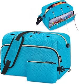 IBFUN Crochet Yarn Knitting Bag Organizer for Knit Accessories Hooks | 2Pcs Yarn Storage Crocheting Project Bags for Beginners with Shoulder Strap, Travel Bag Crocheting On The Go, Needles Hooks